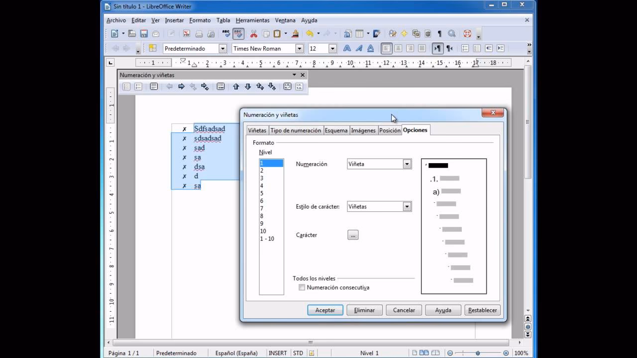 ¿Cómo poner numeración automática en LibreOffice?