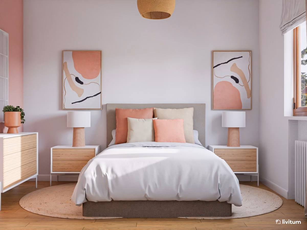 ¿Cómo decorar una pared rosa claro?