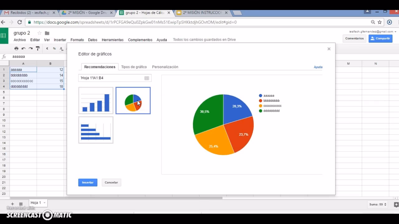 ¿Cómo separar una tabla en dos en Drive?