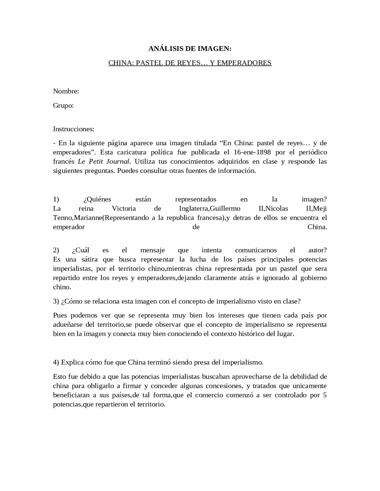 ¿Quién publicó la caricatura política “en China: pastel de reyes... y de emperadores”?