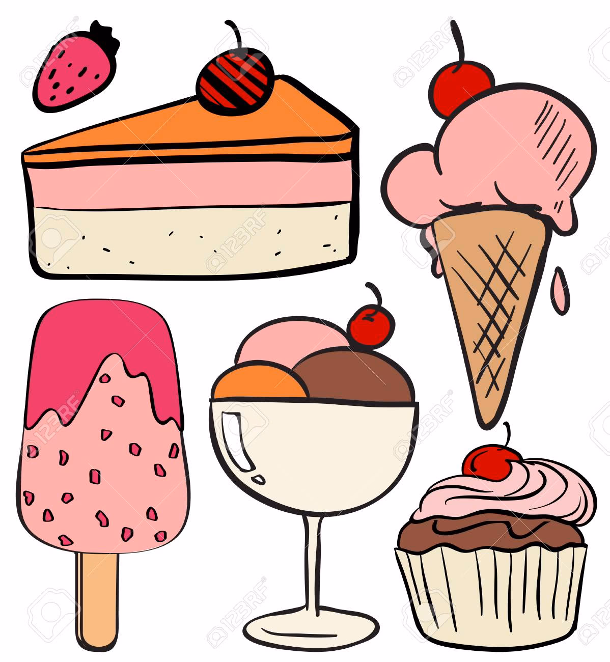 ¿Dónde puedo descargar vectores de ilustración de dibujo a mano de helado?