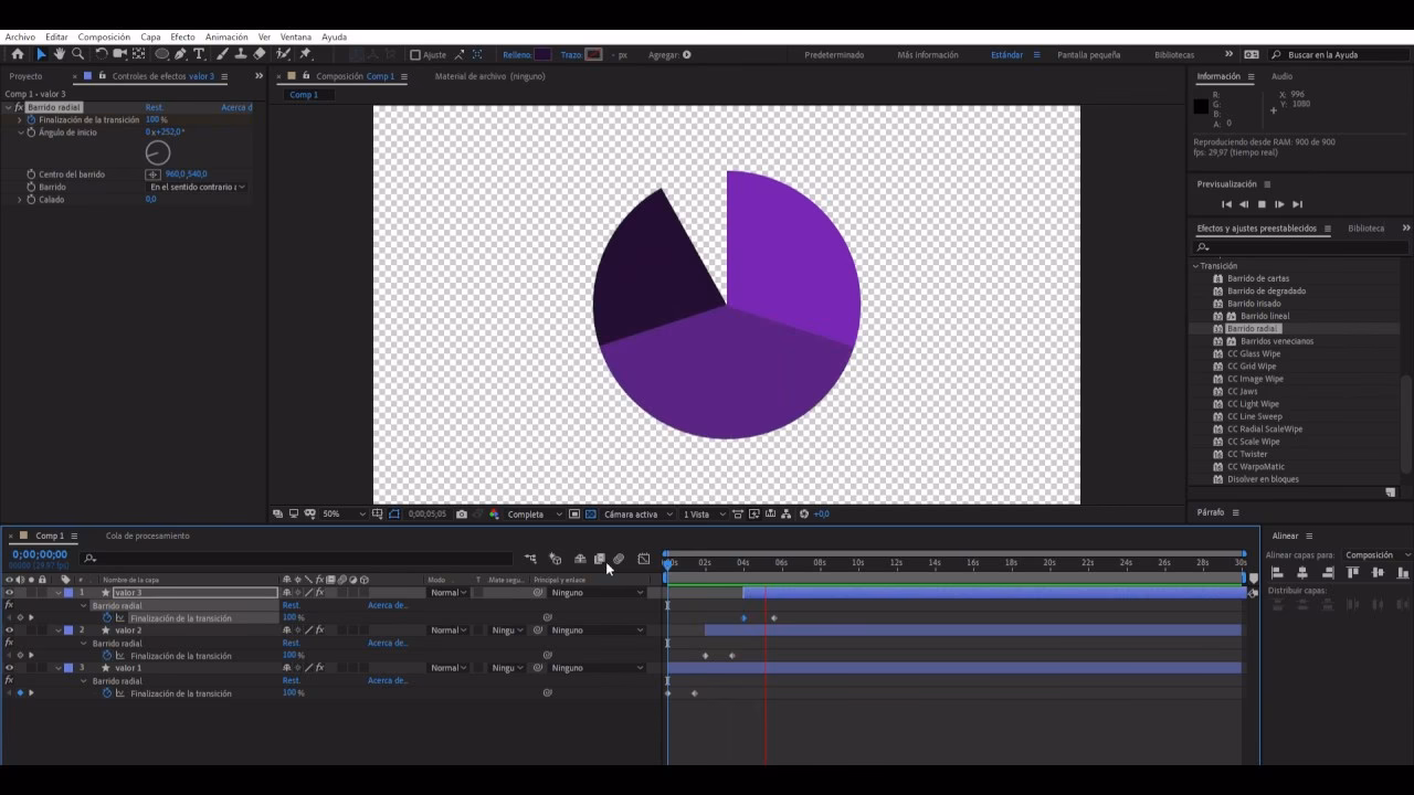 ¿Cómo aumentar o disminuir el tamaño del diseño antes de realizar transiciones con After Effects?