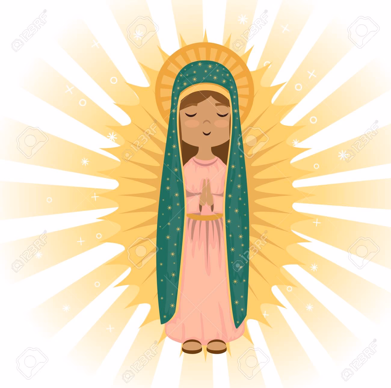 ¿Dónde puedo encontrar imágenes de stock de Virgen de Guadalupe animada?