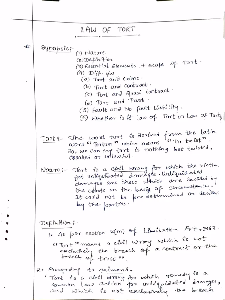 Where did the law of torts come from?