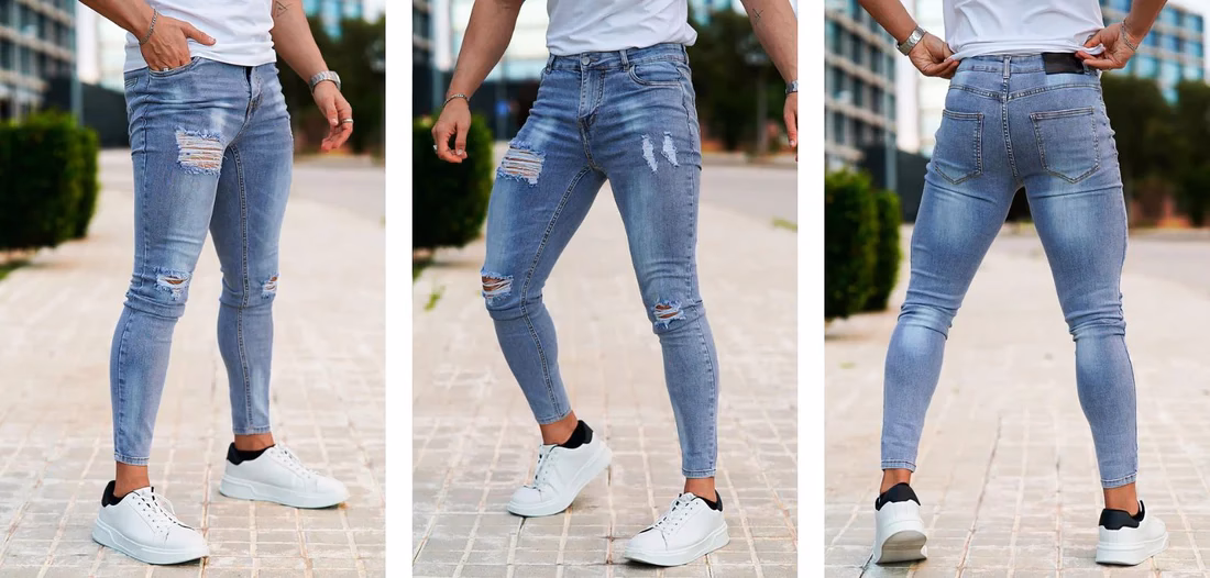 ¿Cómo combinar un pantalón azul?