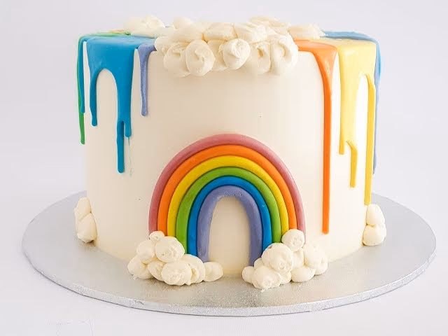 What is a rainbow drip cake?
