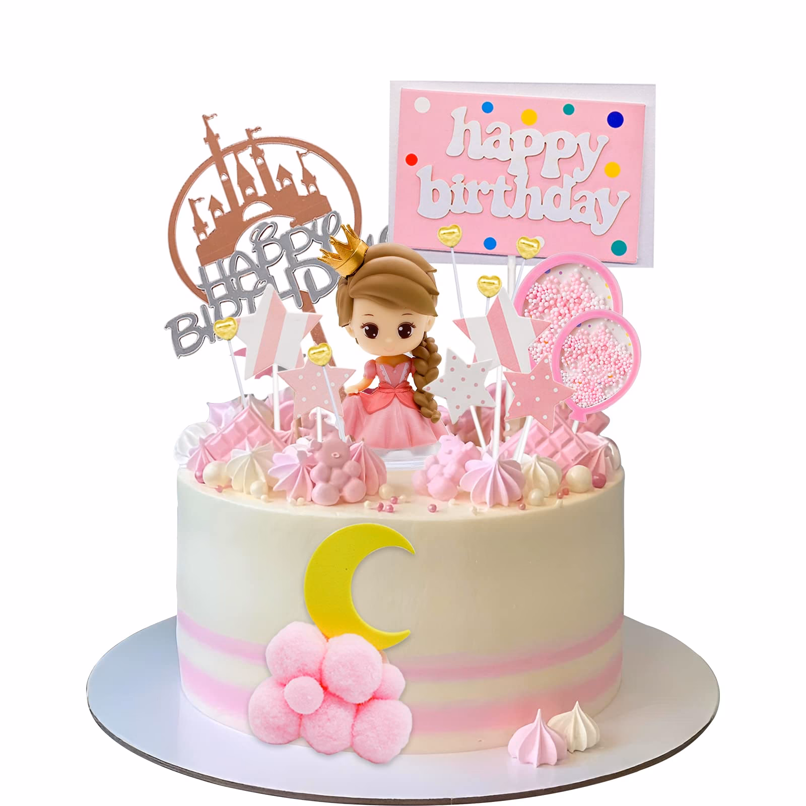 ¿Cómo describir a una niña con un pastel de castillo de princesas?