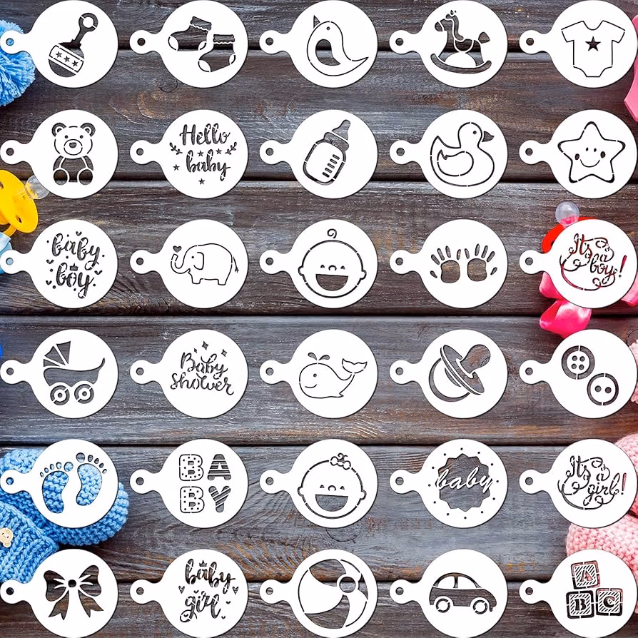 ¿Qué tipo de ilustraciones hay en la plantilla para baby showers?