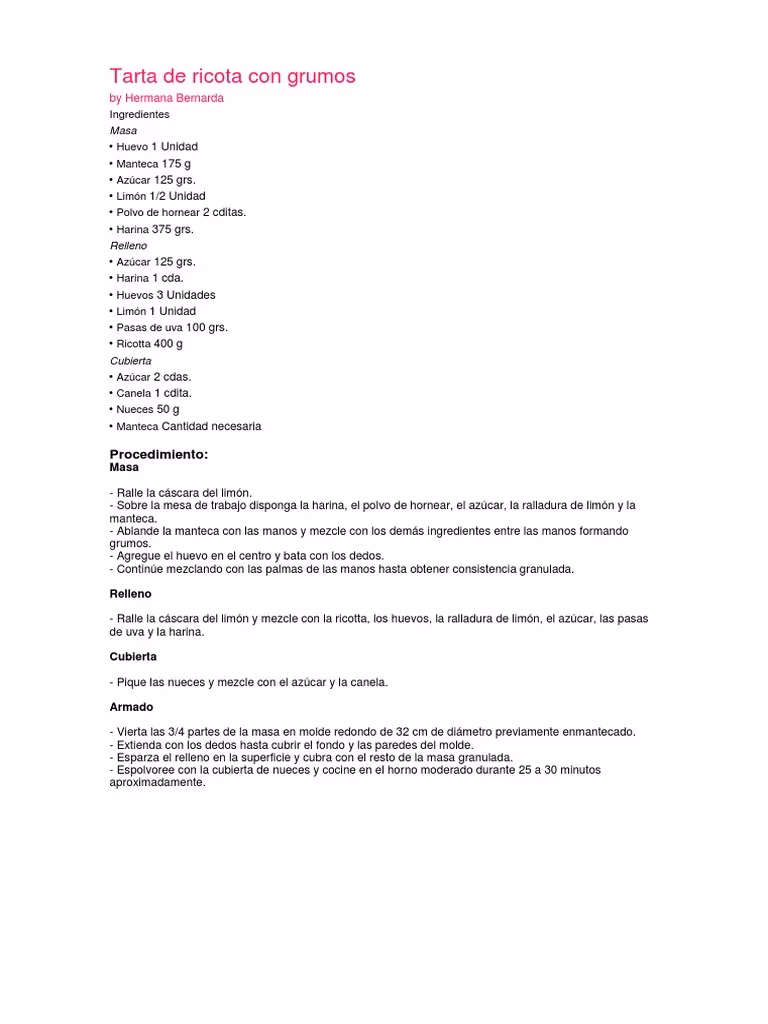 ¿Cómo hacer una tarta de Ricota?