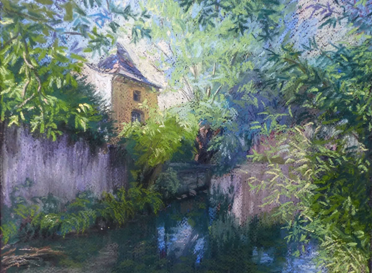 Quel type de papier est utilisé pour le paysage au pastel sec ?