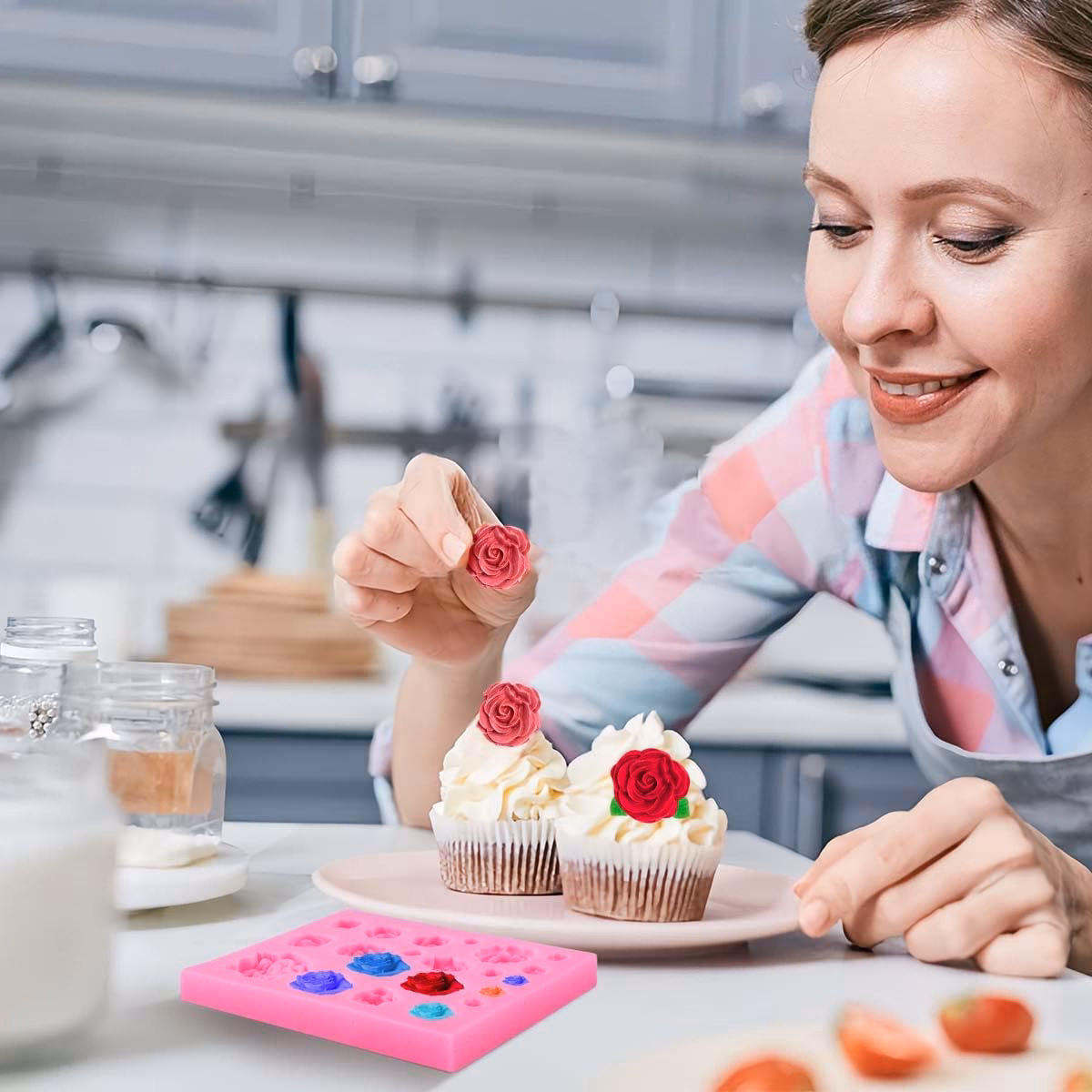 ¿Cuánto mide un molde de cupcakes?