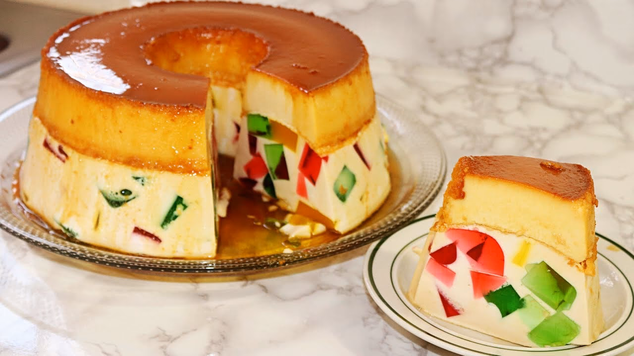 ¿Cómo preparar el rico postre 2 en 1 de flan y gelatina?